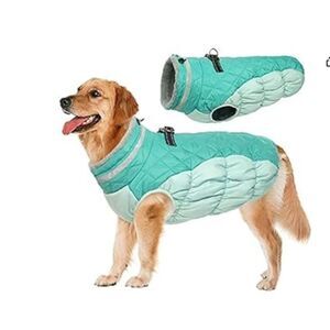 Lelepet Dog Winter Coat 3XL Mint Green Fleece Lined Jacket Adjustable D-Rings